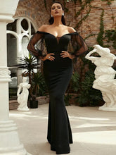 Strapless Lantern Sleeve Mermaid Formal Dress